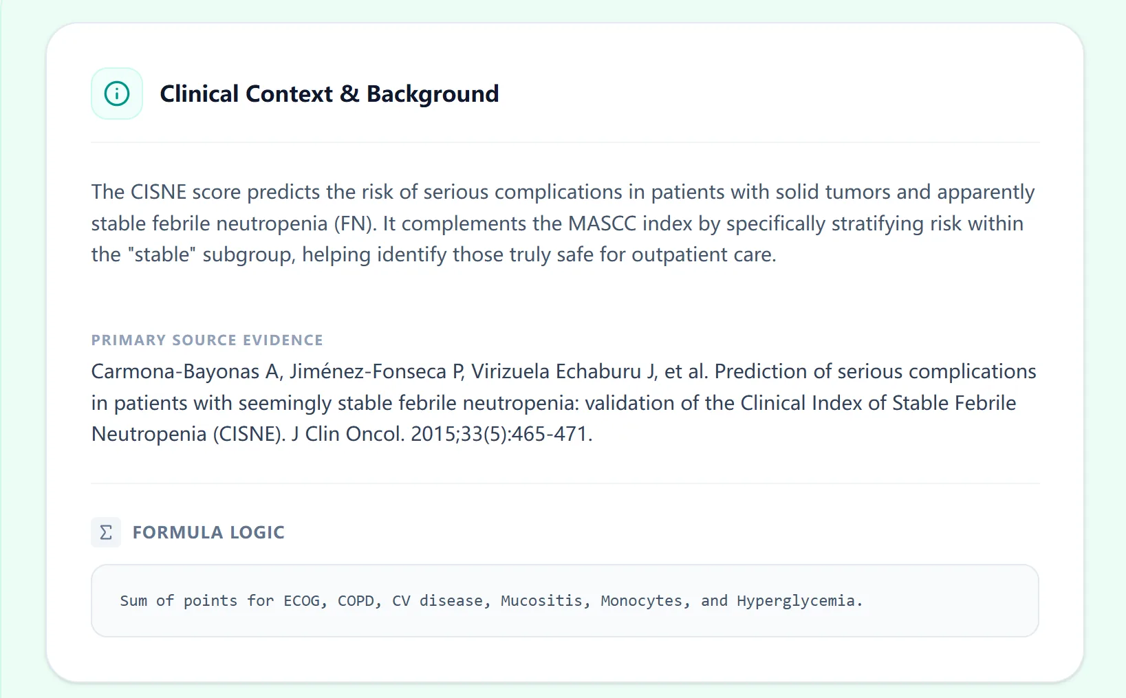 Clinical background and logic view